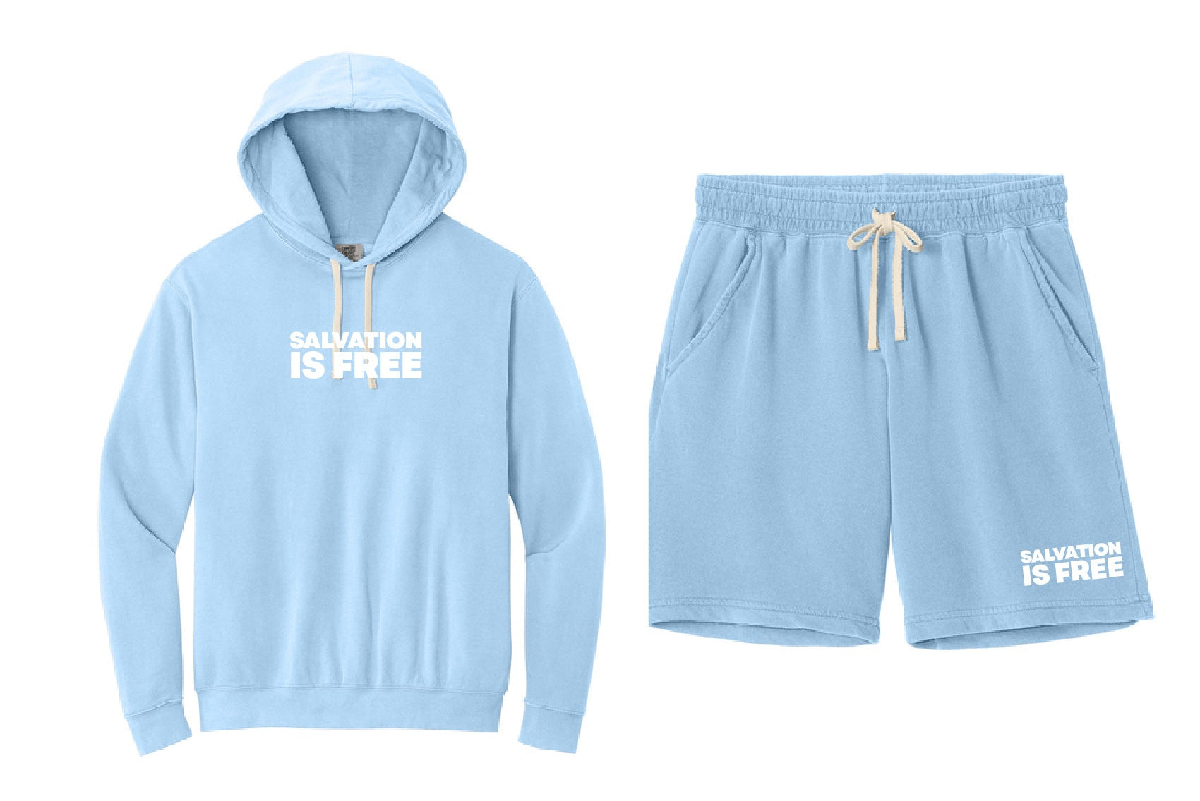 Salvation is Free. Hoodie & Shorts