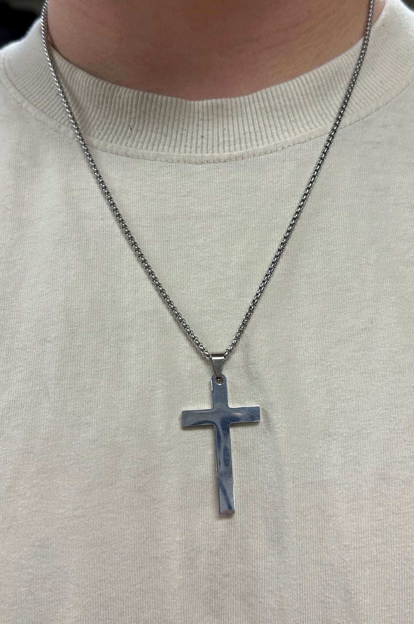 Necklace - Cross Shaped Love (Silver)